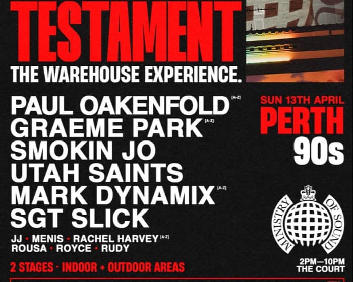 Ministry of Sound Testament 2025 - Perth 90s Session tickets