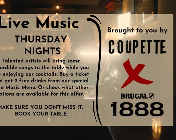 Thursday Live Music Voucher with Brugal 1888 tickets